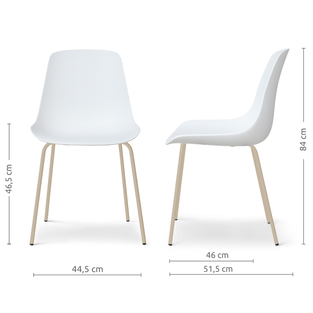 Nora-Pip eetkamerstoel wit - beige onderstel