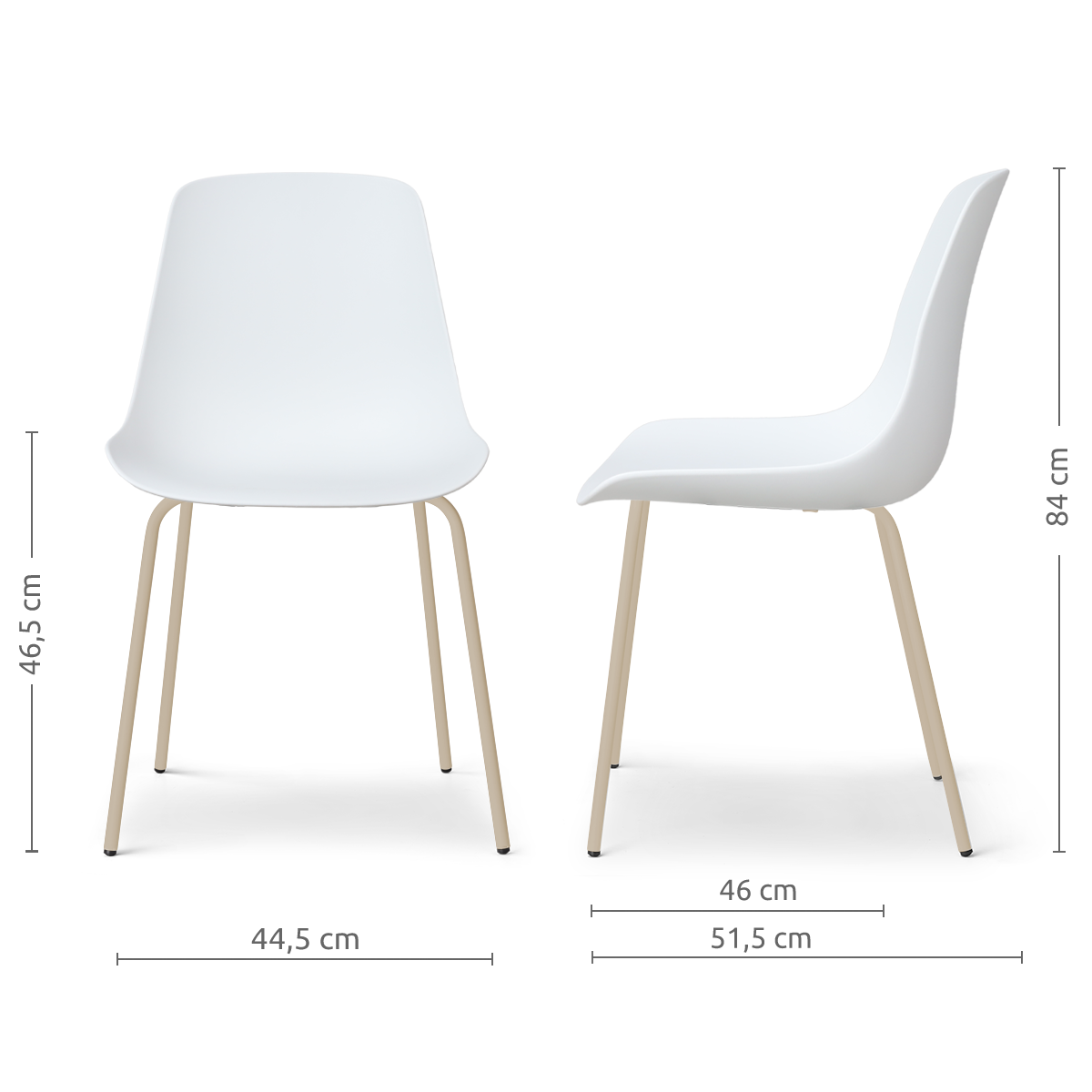 Nora-Pip eetkamerstoel wit - beige onderstel