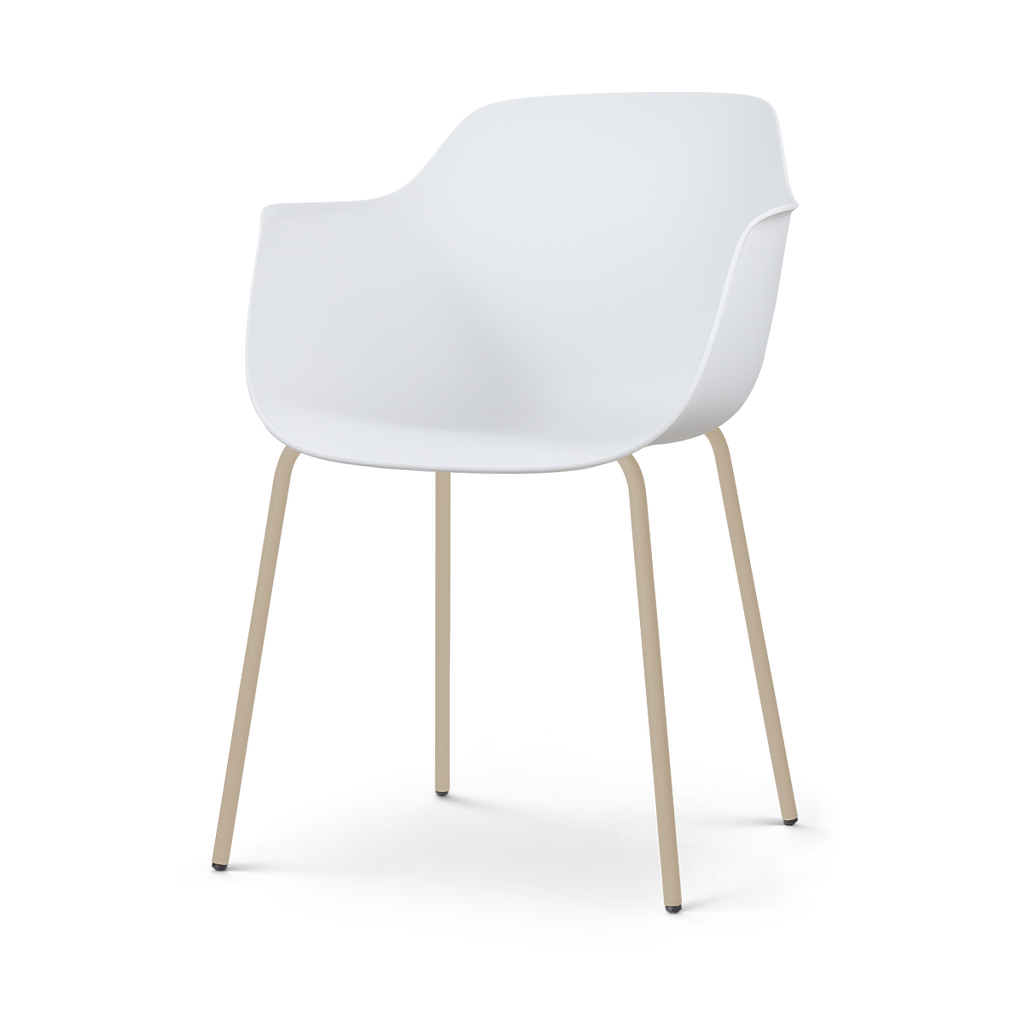 Nora-Puk eetkamerstoel wit - beige onderstel