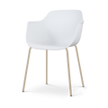 Nora-Puk eetkamerstoel wit - beige onderstel
