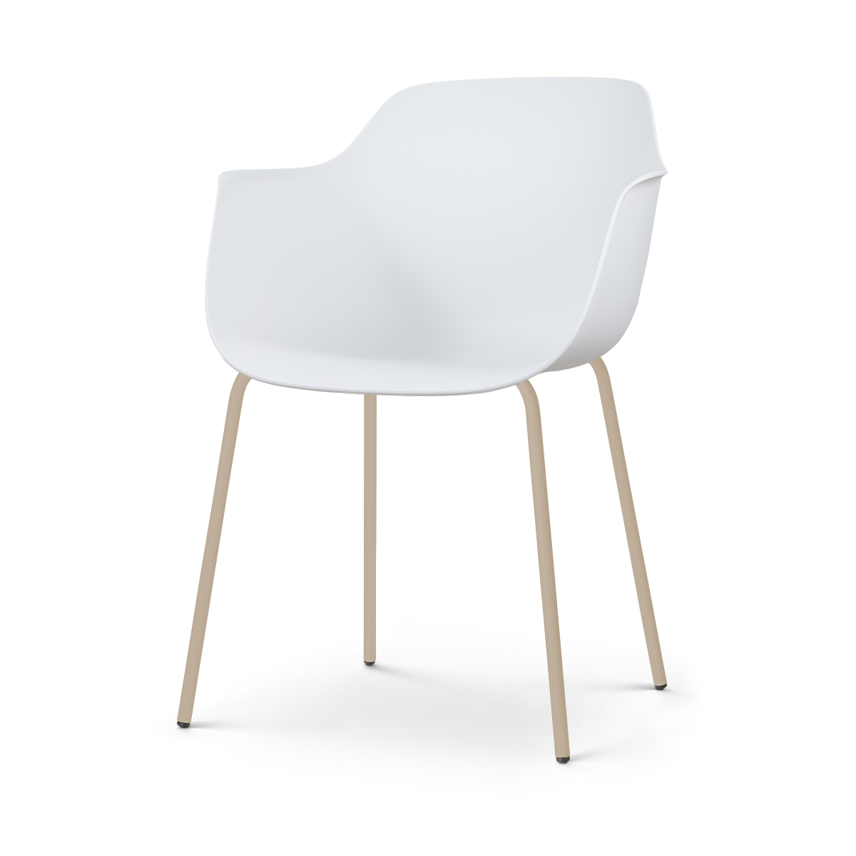 Nora-Puk eetkamerstoel wit - beige onderstel