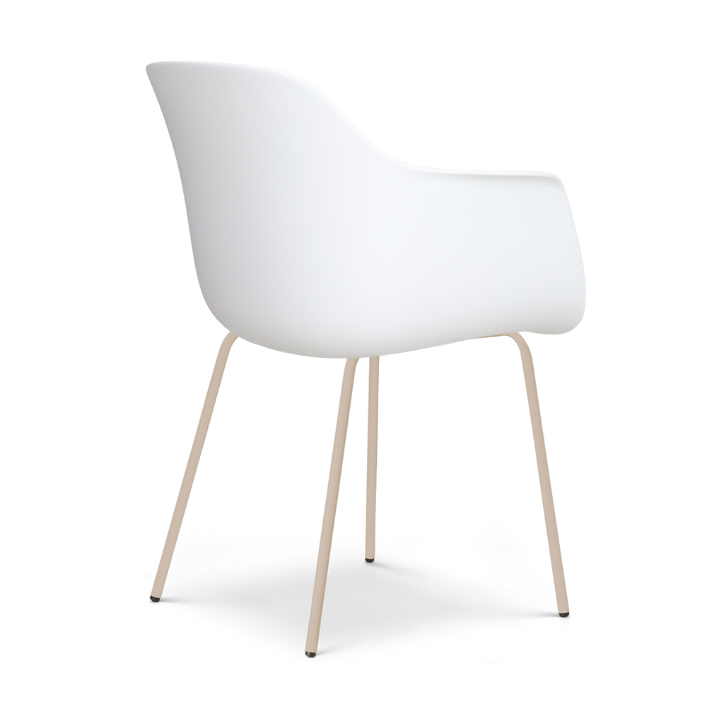 Nora-Puk eetkamerstoel wit - beige onderstel
