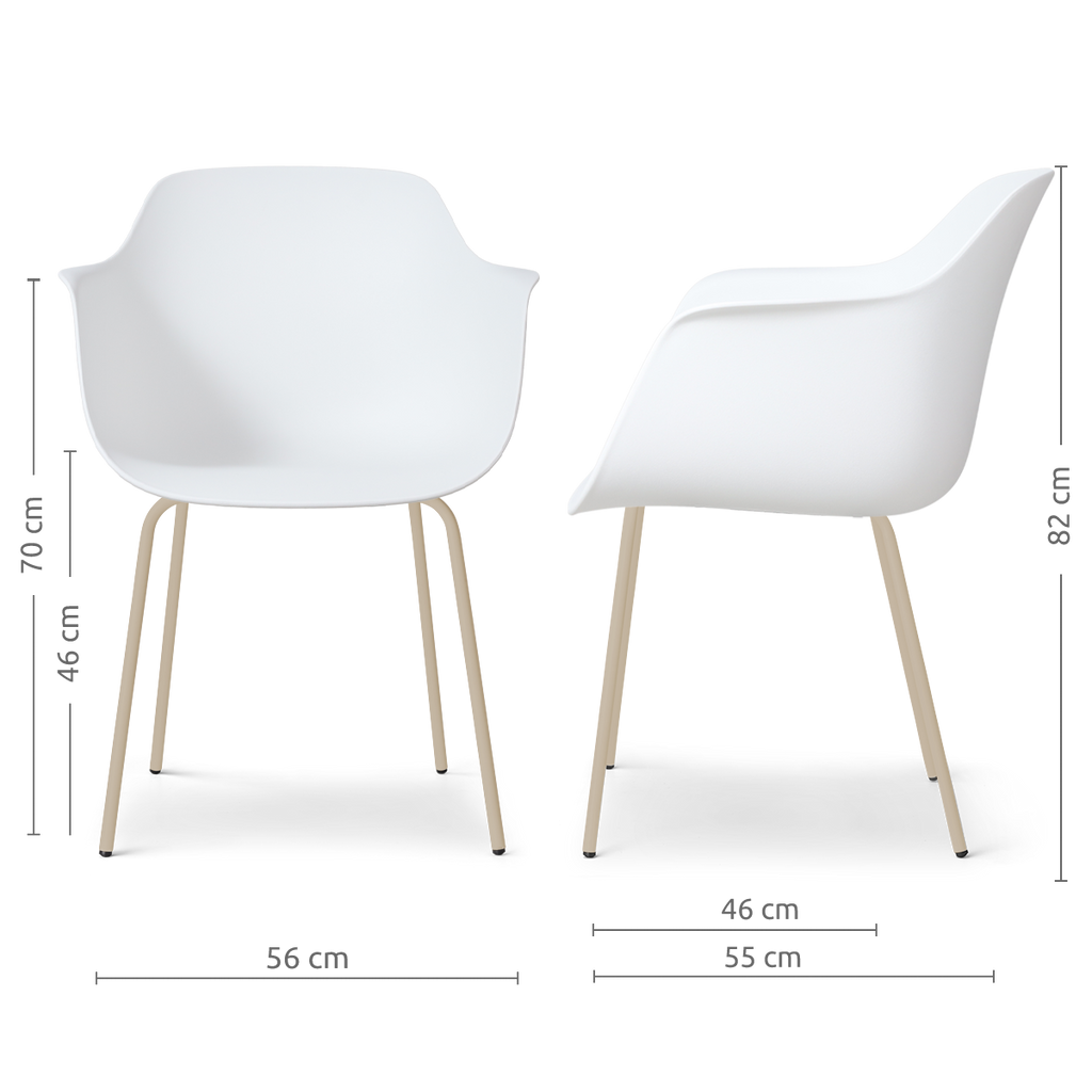 Nora-Puk eetkamerstoel wit - beige onderstel