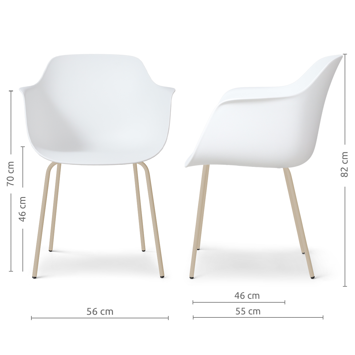 Nora-Puk eetkamerstoel wit - beige onderstel