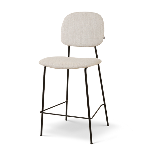 Jasmijn barkruk beige melange - zwart onderstel - 65 cm
