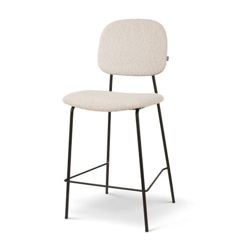 Jasmijn barkruk bouclé beige - zwart onderstel - 65 cm