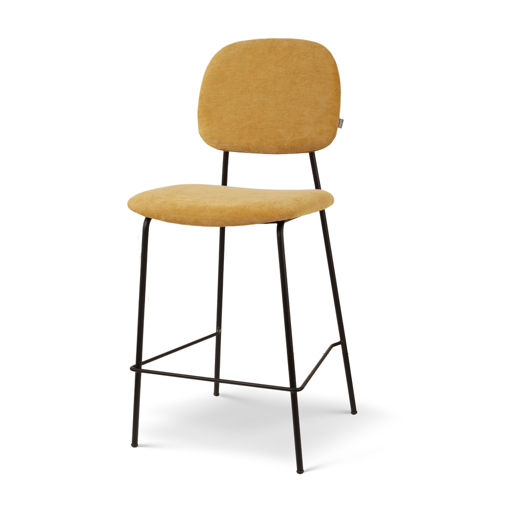 Jasmijn barkruk warm oker - zwart onderstel - 65 cm