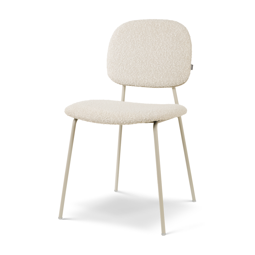 Jasmijn eetkamerstoel bouclé beige - grijsbeige onderstel