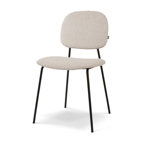 Jasmijn eetkamerstoel bouclé beige - zwart onderstel