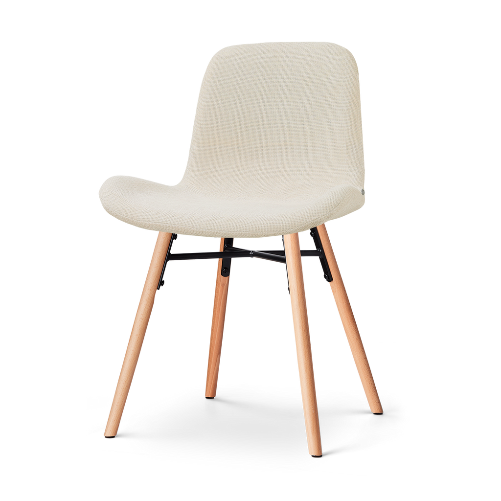 Nena-Fé eetkamerstoel cottonbeige - houten onderstel