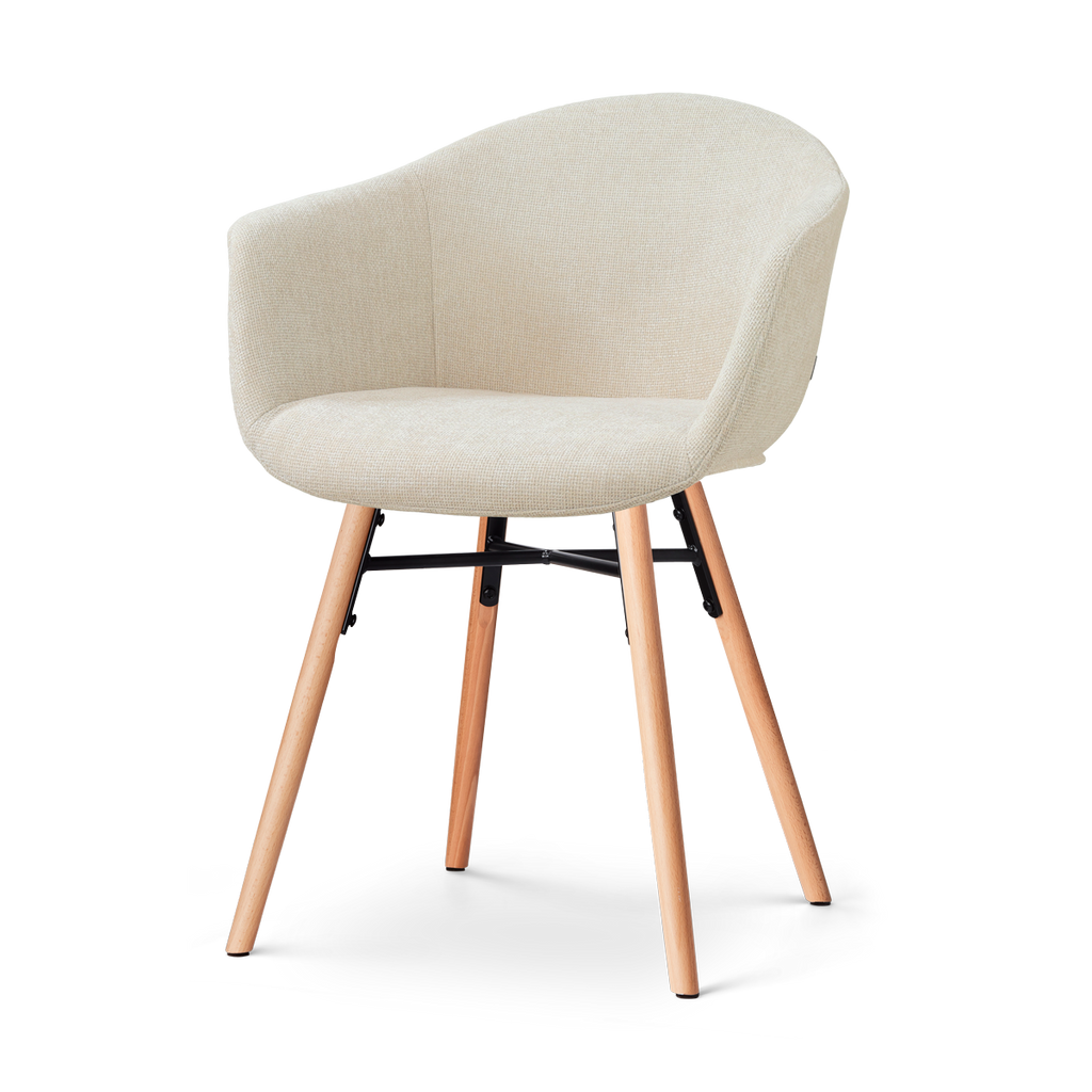 Nena-Otis eetkamerstoel cottonbeige - houten onderstel