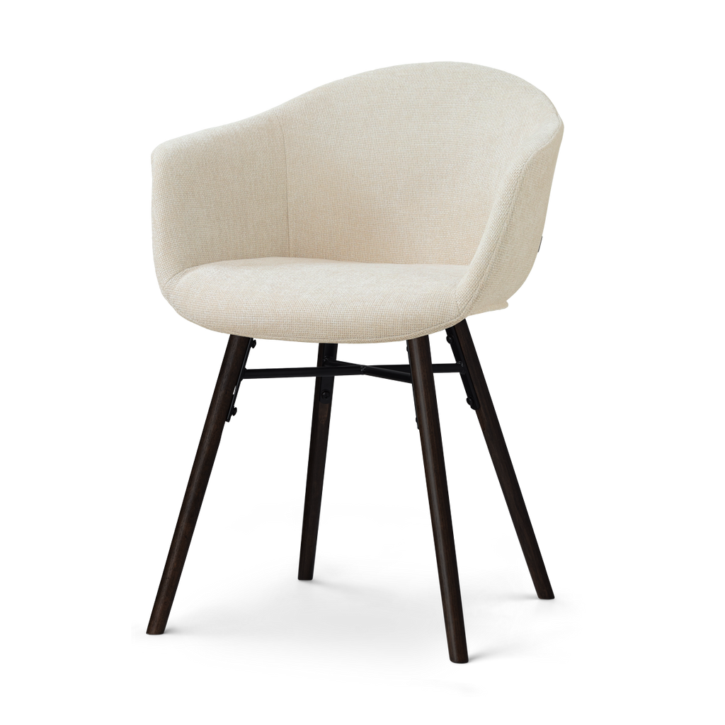 Nena-Otis eetkamerstoel cottonbeige - zwart houten onderstel