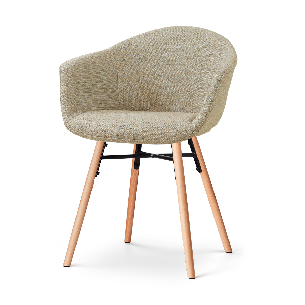 Nena-Otis eetkamerstoel taupe melange - houten onderstel