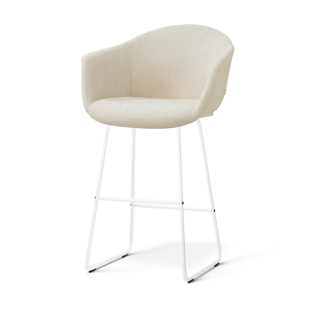 Nino-Otis barkruk cottonbeige - wit onderstel - 75 cm