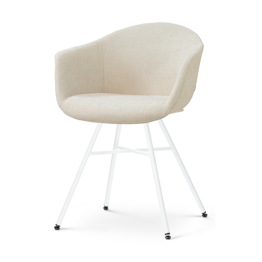 Noa-Otis eetkamerstoel cottonbeige - wit onderstel