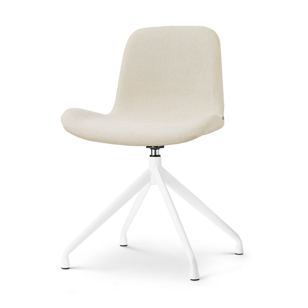 Nola-Fé draaibare eetkamerstoel cottonbeige - wit onderstel