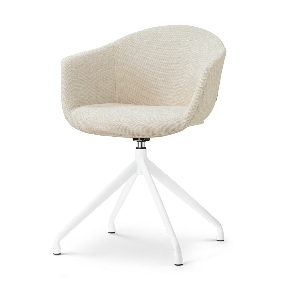 Nola-Otis draaibare eetkamerstoel cottonbeige - wit onderstel