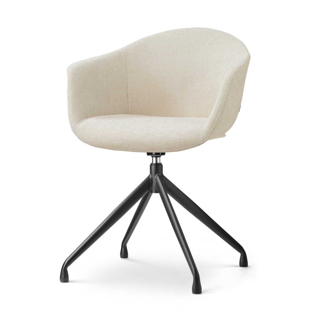Nola-Otis draaibare eetkamerstoel cottonbeige - zwart onderstel