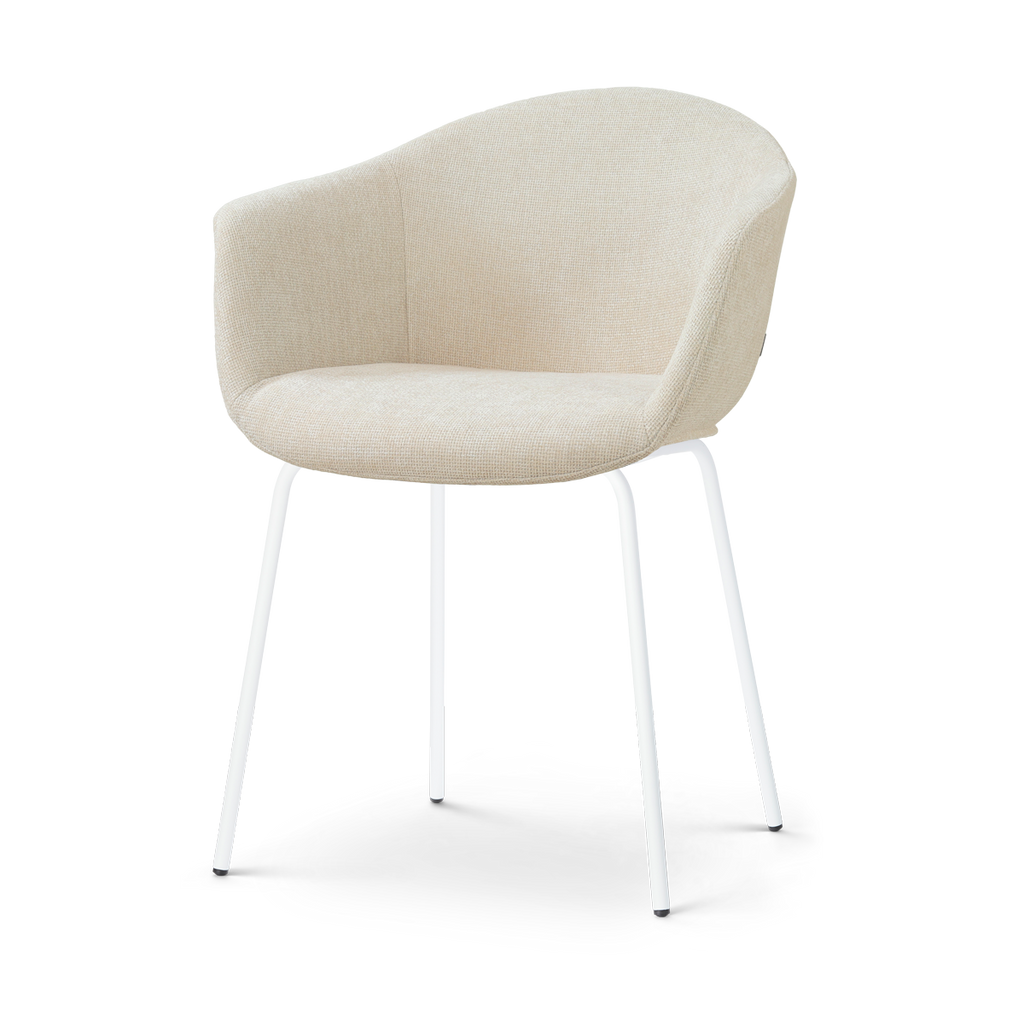 Nora-Otis eetkamerstoel cottonbeige - wit onderstel