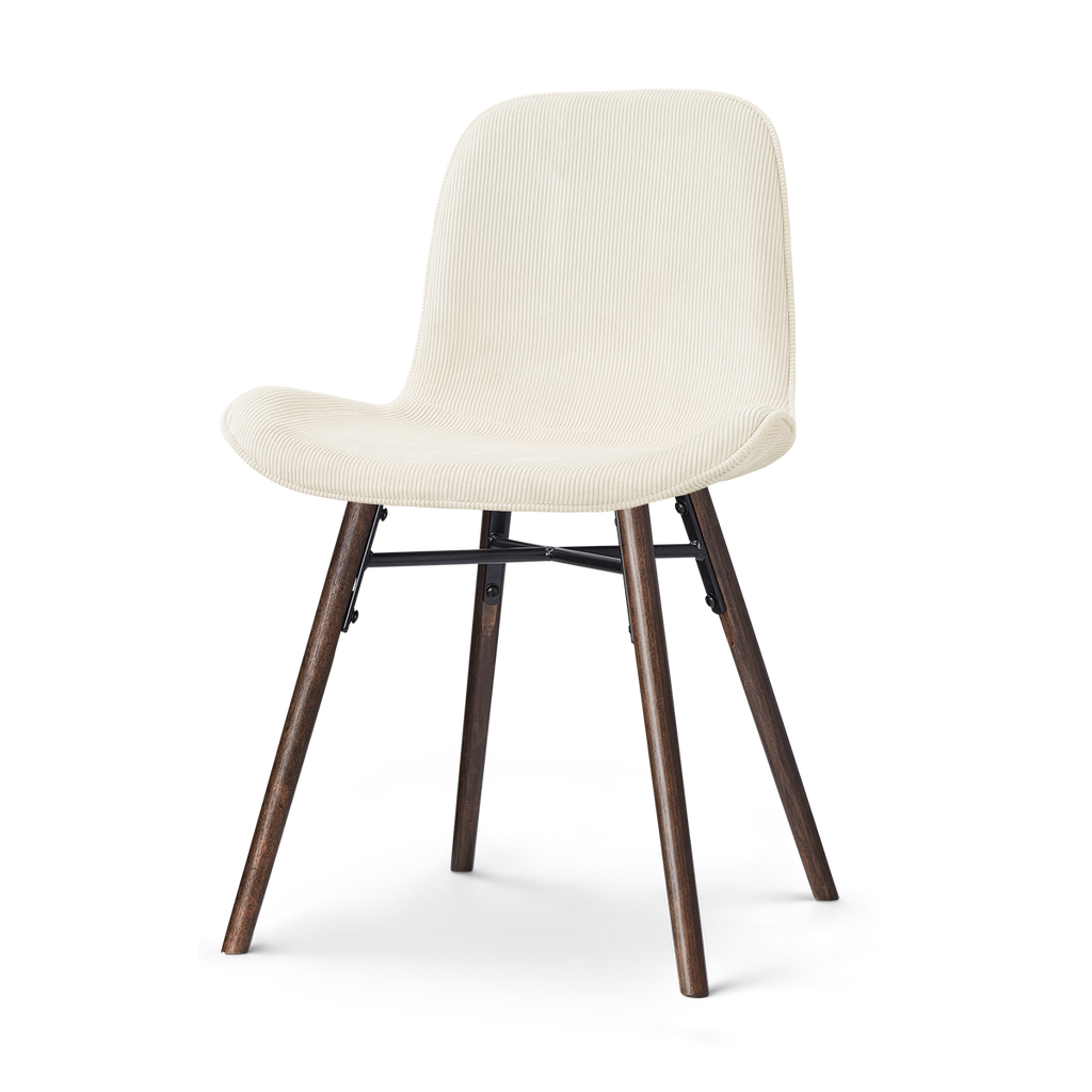 Nena-Fé eetkamerstoel rib beige - walnoot houten onderstel