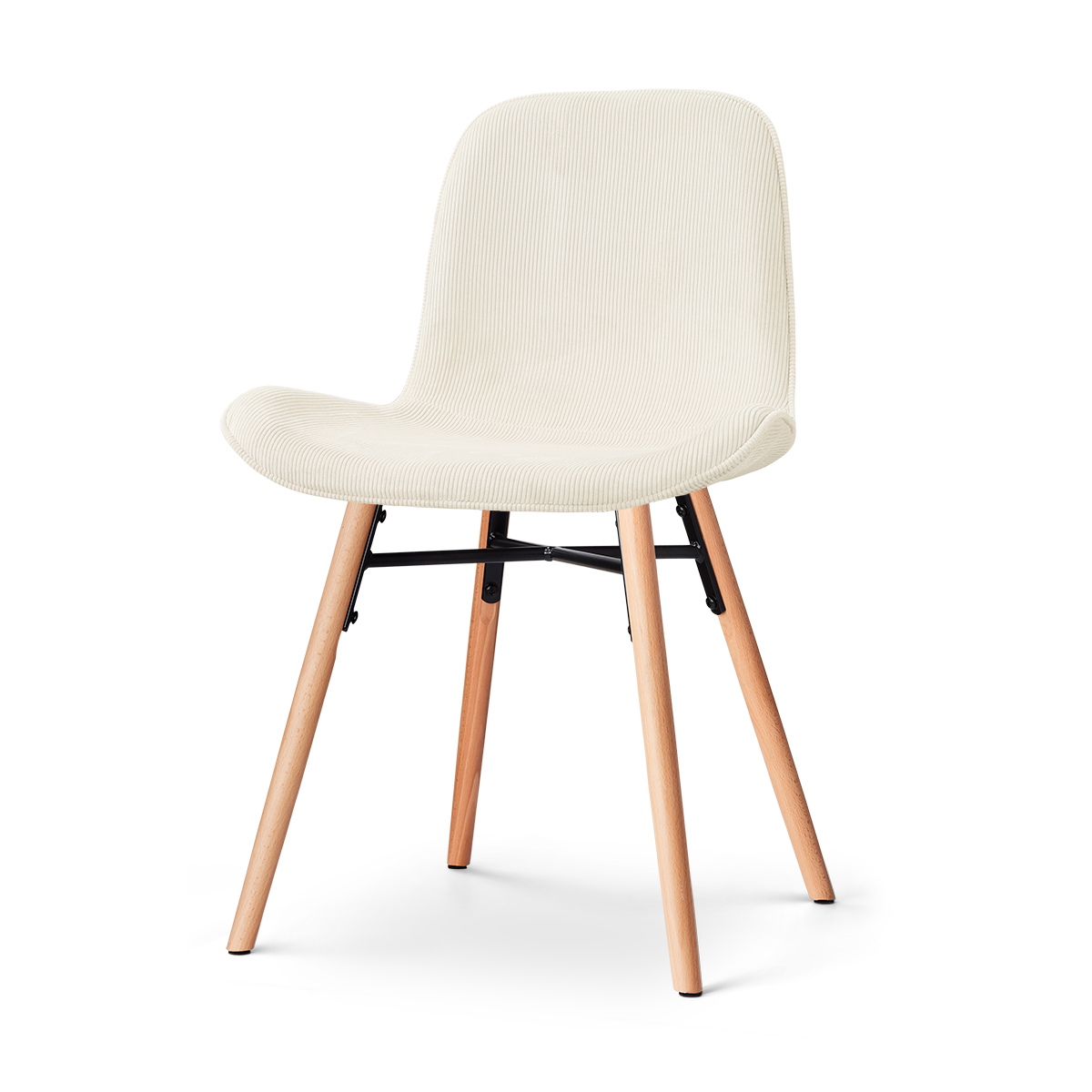 Nena-Fé eetkamerstoel rib beige - houten onderstel