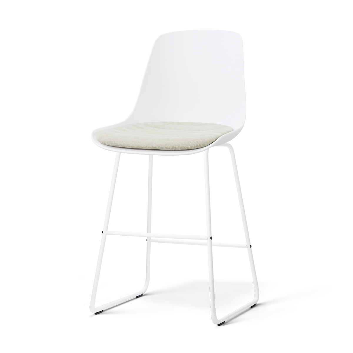 Nino-Liv barkruk wit met naturelbeige zitkussen - wit onderstel - 65 cm