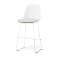 Nino-Liv barkruk wit met naturelbeige zitkussen - wit onderstel - 75 cm
