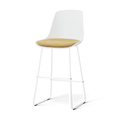 Nino-Liv barkruk wit met warm oker zitkussen - wit onderstel - 75 cm