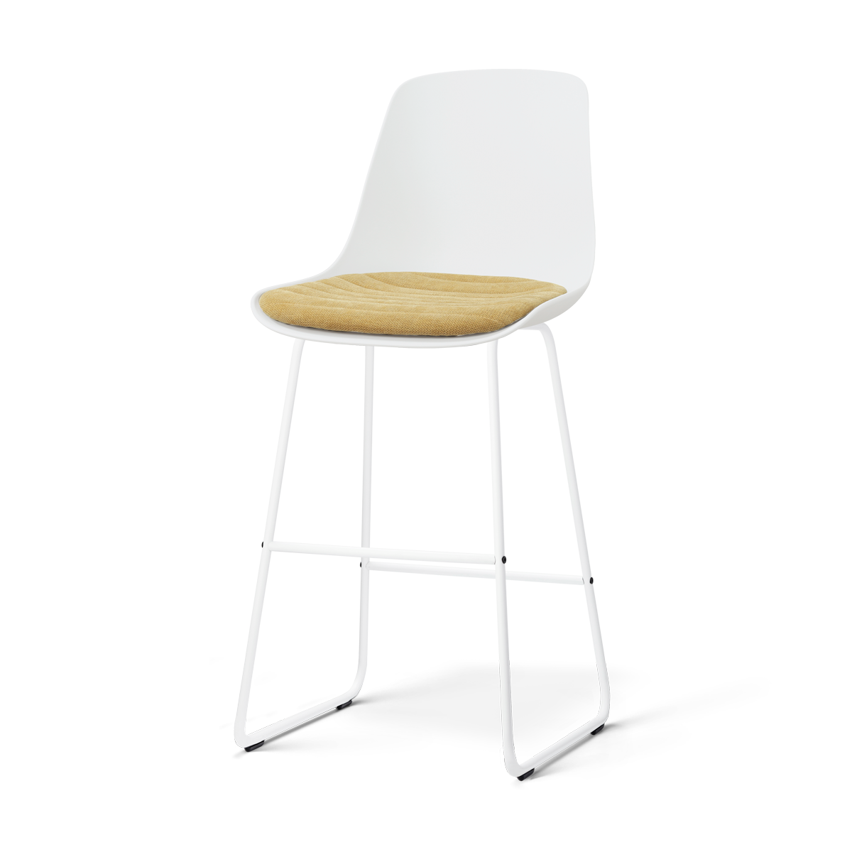 Nino-Liv barkruk wit met warm oker zitkussen - wit onderstel - 75 cm