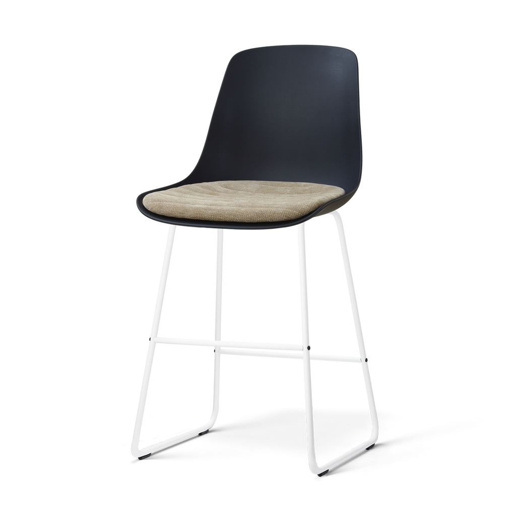 Nino-Liv barkruk zwart met nougatbruin zitkussen - wit onderstel - 65 cm