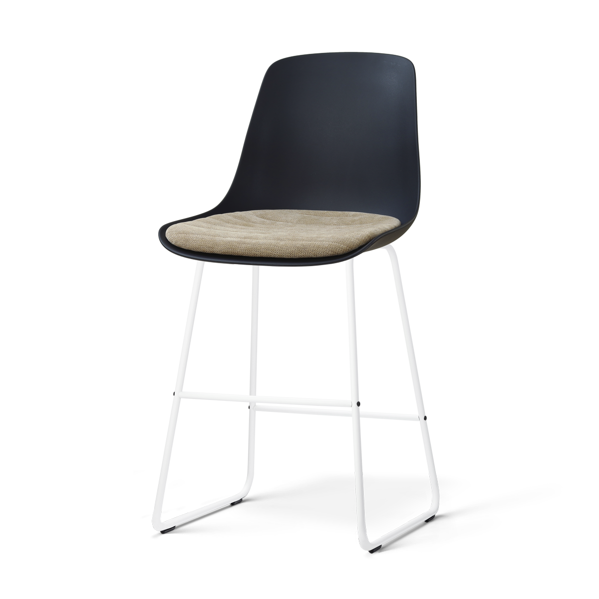 Nino-Liv barkruk zwart met nougatbruin zitkussen - wit onderstel - 65 cm