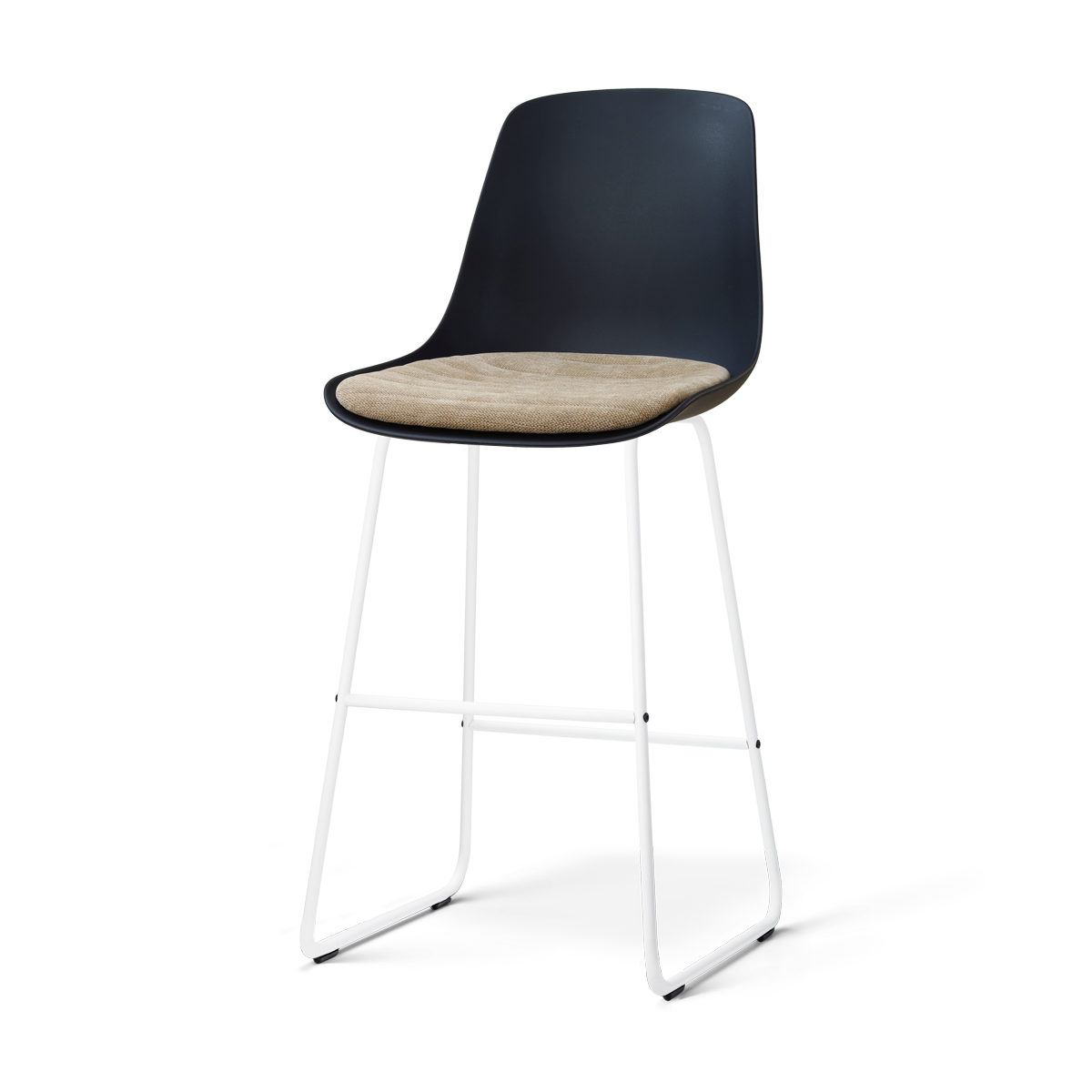 Nino-Liv barkruk zwart met nougatbruin zitkussen - wit onderstel - 75 cm