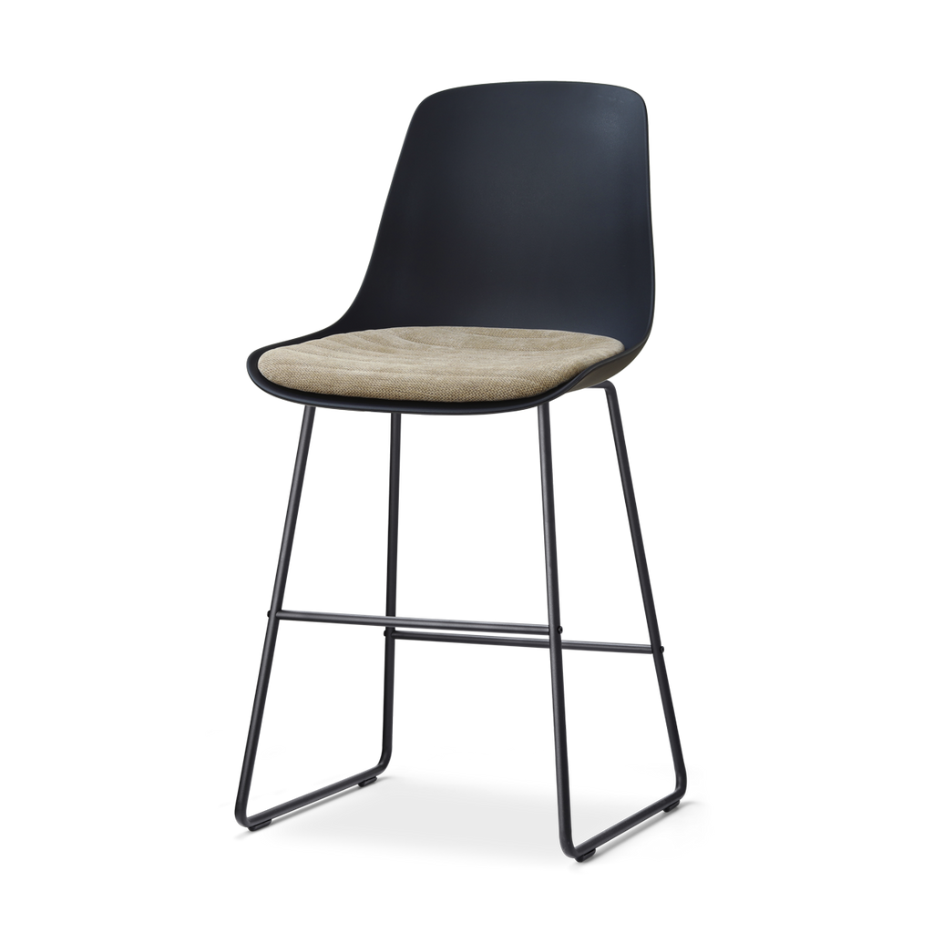 Nino-Liv barkruk zwart met nougatbruin zitkussen - zwart onderstel - 65 cm