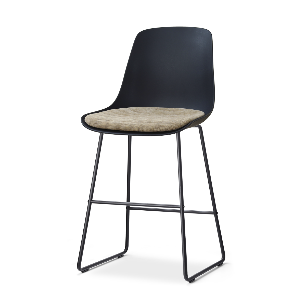 Nino-Liv barkruk zwart met nougatbruin zitkussen - zwart onderstel - 65 cm