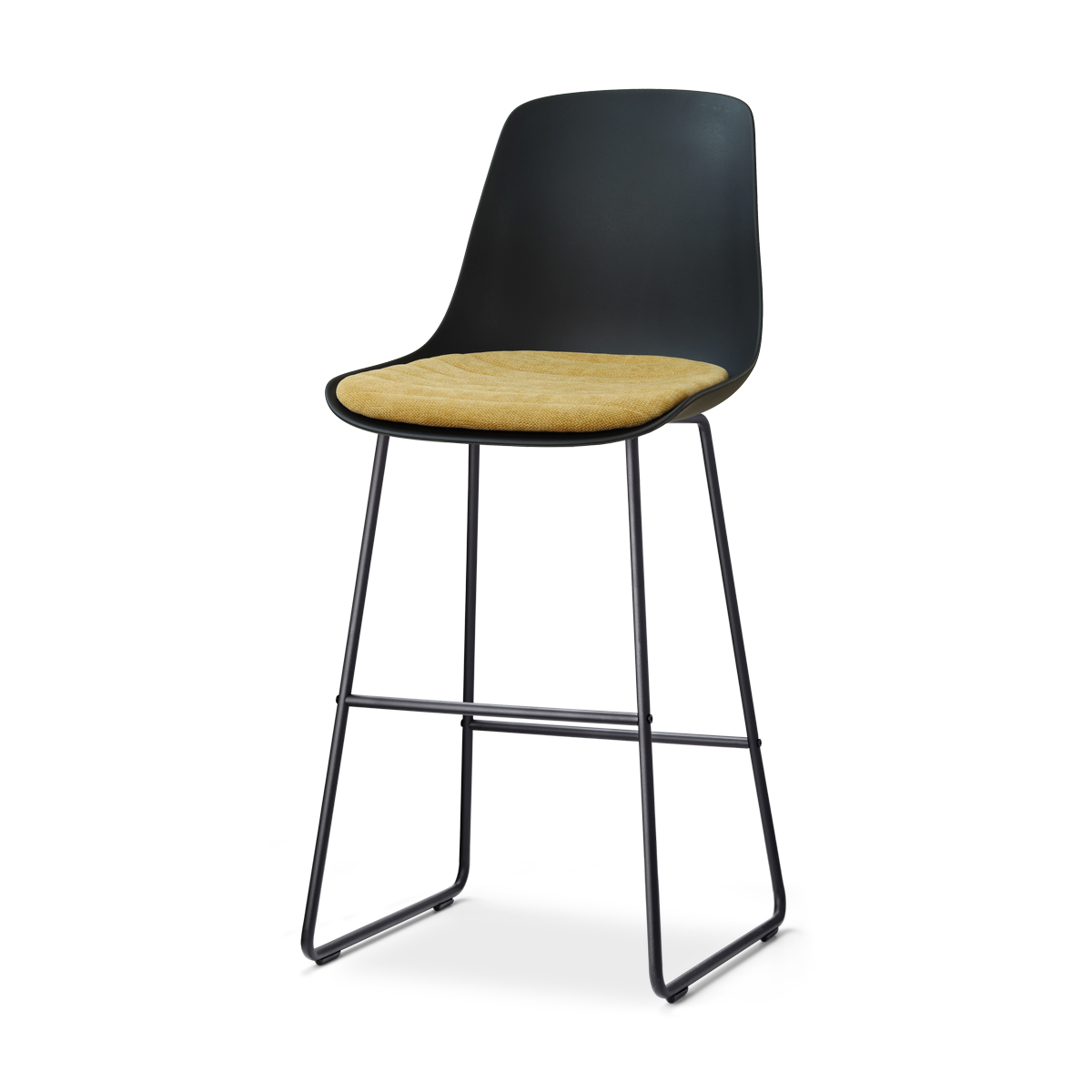 Nino-Liv barkruk zwart met warm oker zitkussen - zwart onderstel - 75 cm
