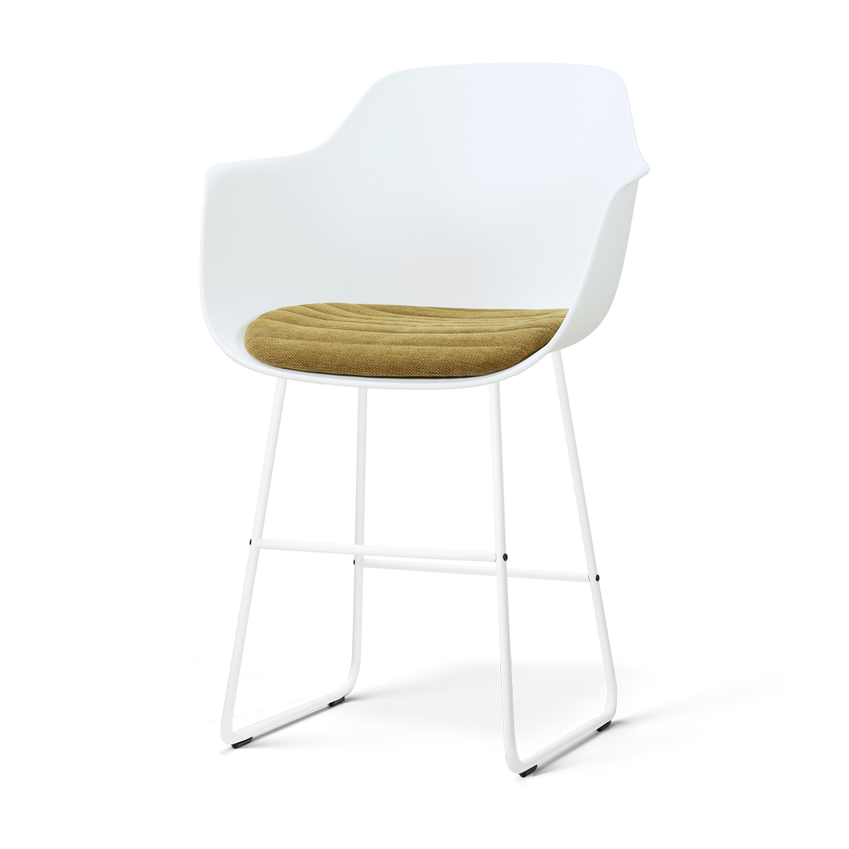 Nino-Liz barkruk wit met mosgroen zitkussen - wit onderstel - 65 cm