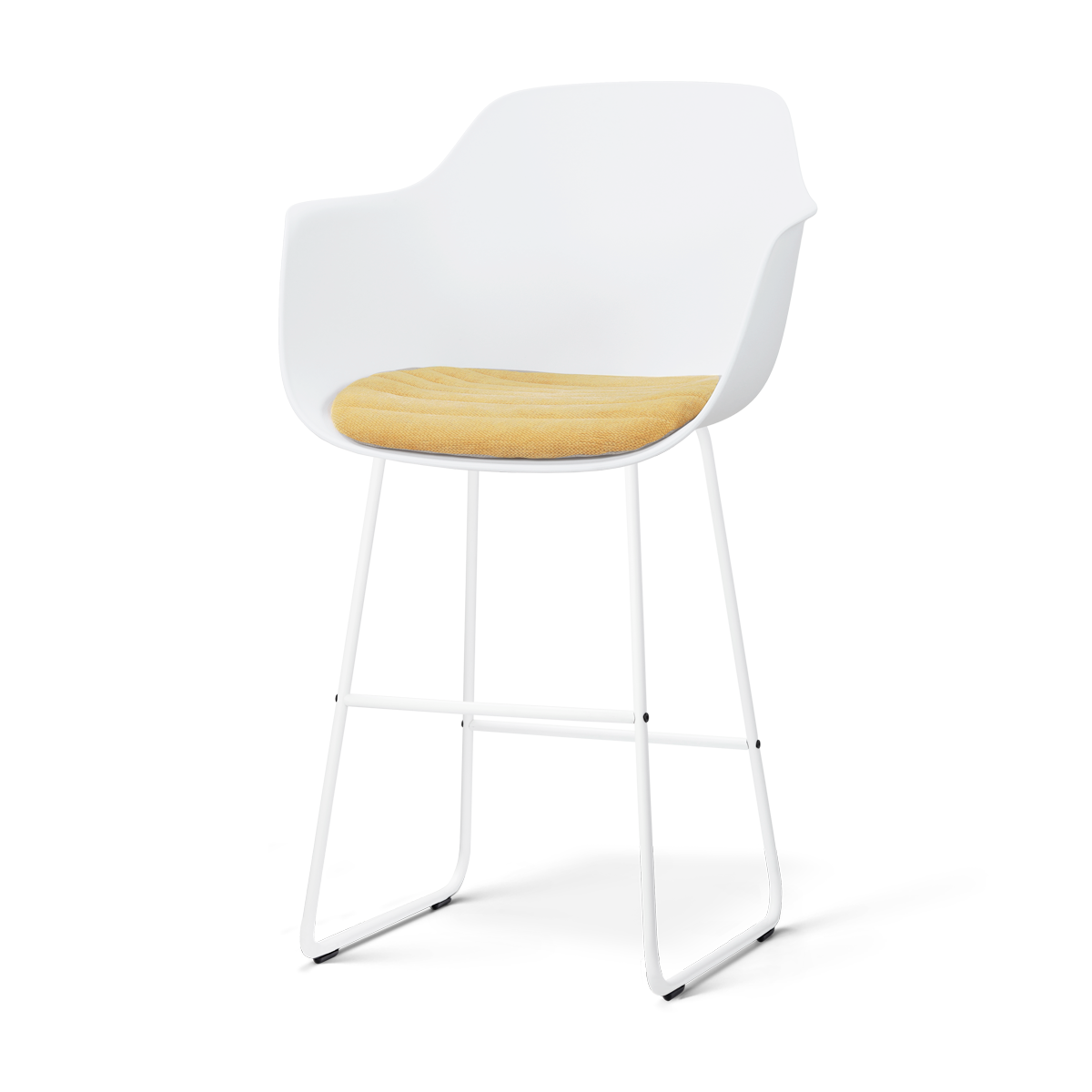 Nino-Liz barkruk wit met warm oker zitkussen - wit onderstel - 75 cm
