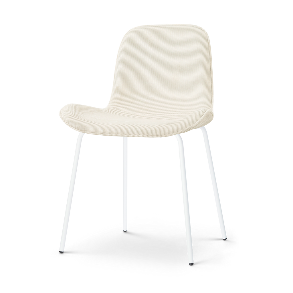 Nora-Fé eetkamerstoel rib beige - wit onderstel