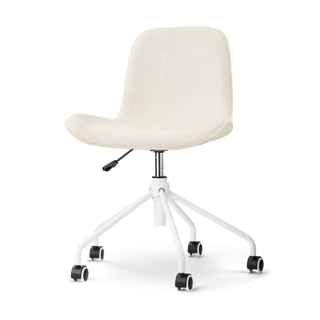 Nout-Fé bureaustoel rib beige - wit onderstel