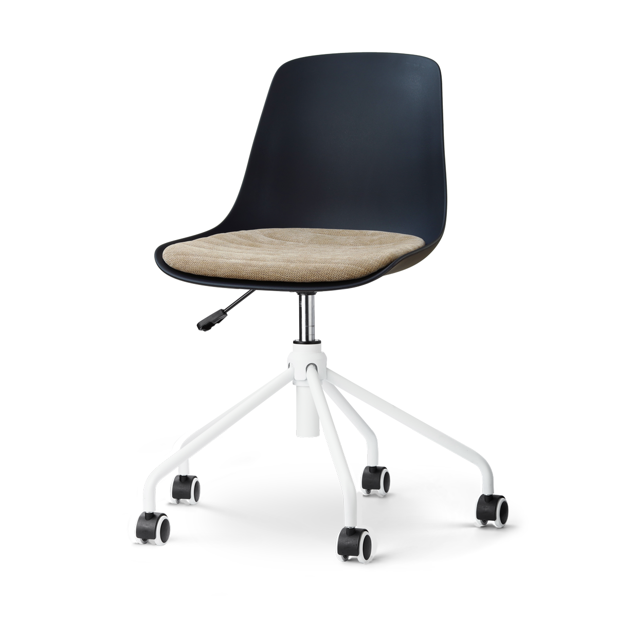 Nout-Liv eetkamerstoel zwart met nougatbruin zitkussen - wit onderstel