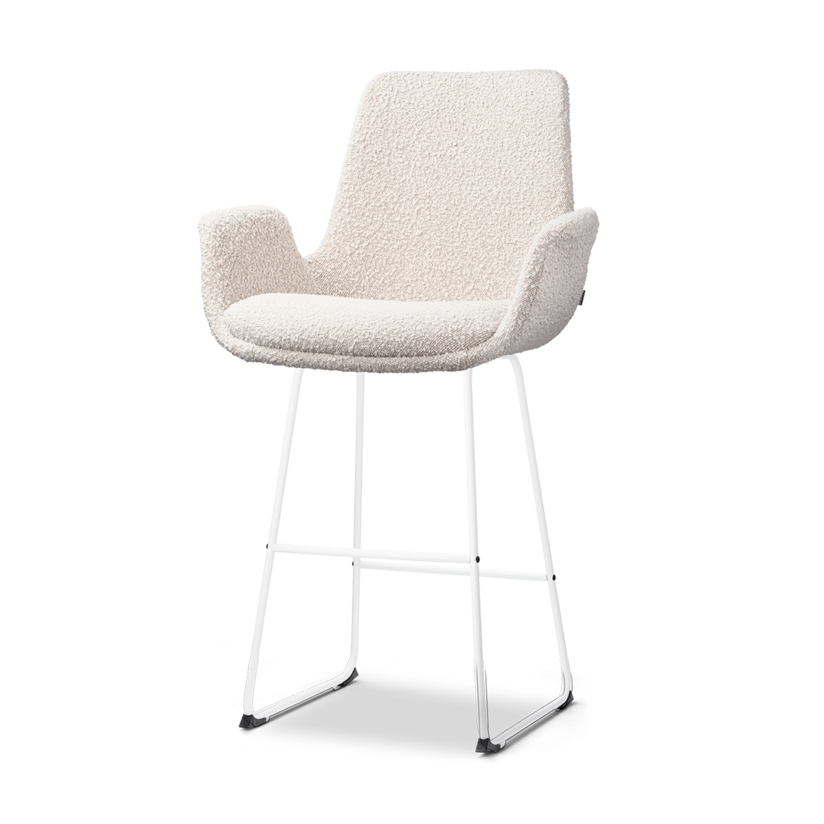 Nino-Eef barkruk bouclé beige - wit onderstel - 65 cm