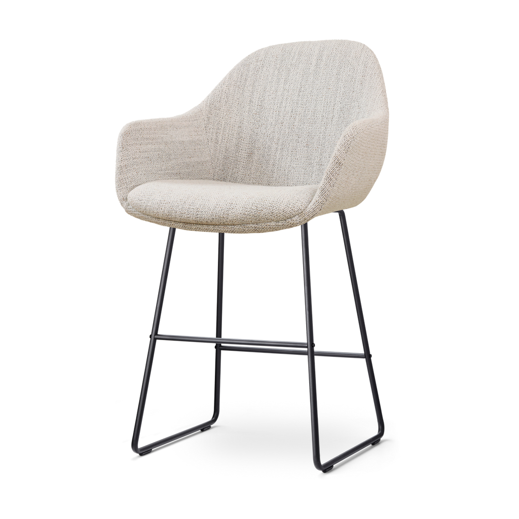 Nino-Mae barkruk beige gemêleerd - zwart onderstel - 65 cm