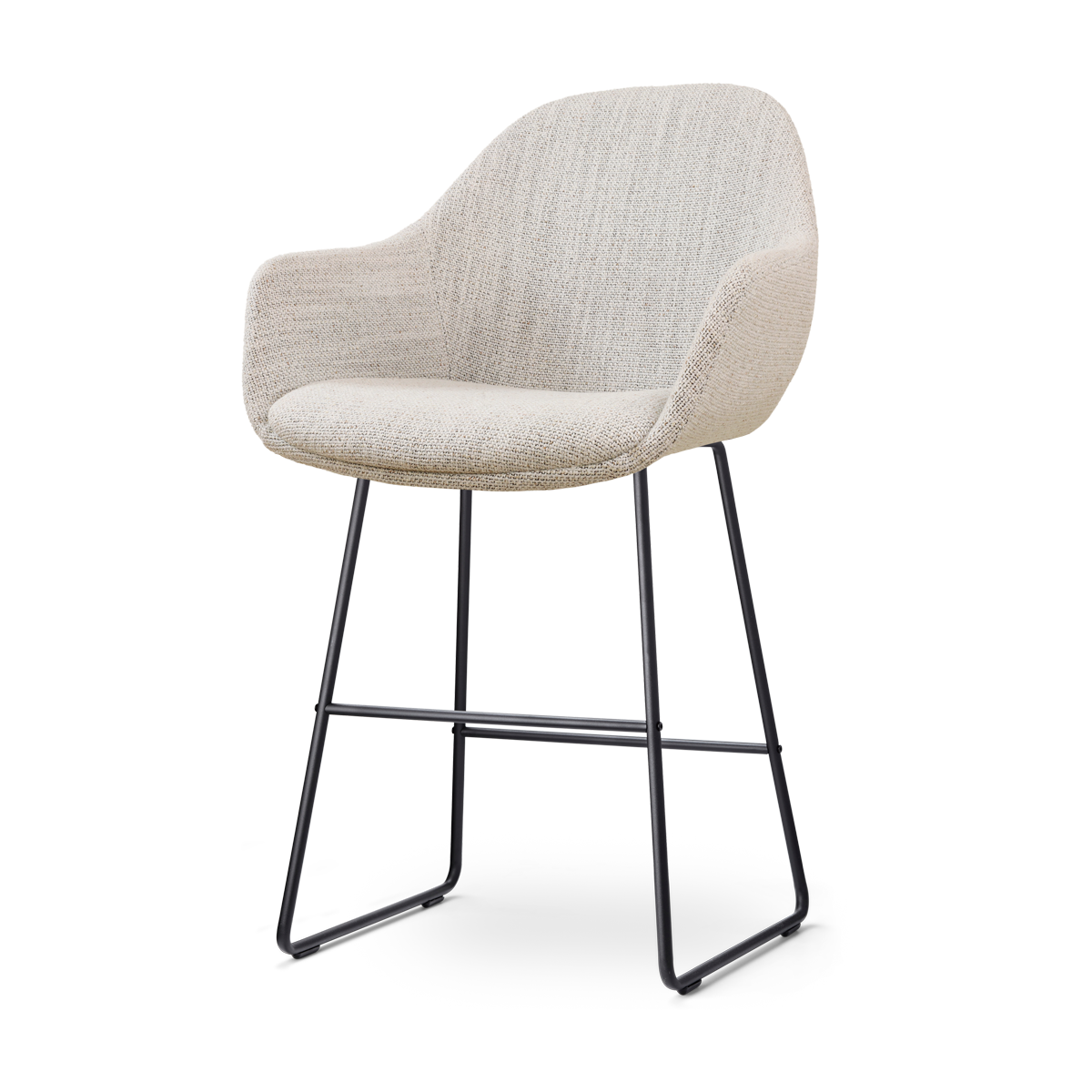 Nino-Mae barkruk beige gemêleerd - zwart onderstel - 65 cm