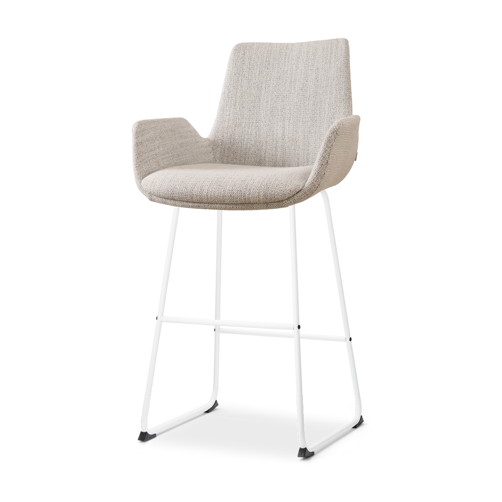 Nino-Eef barkruk beige gemêleerd - wit onderstel - 75 cm