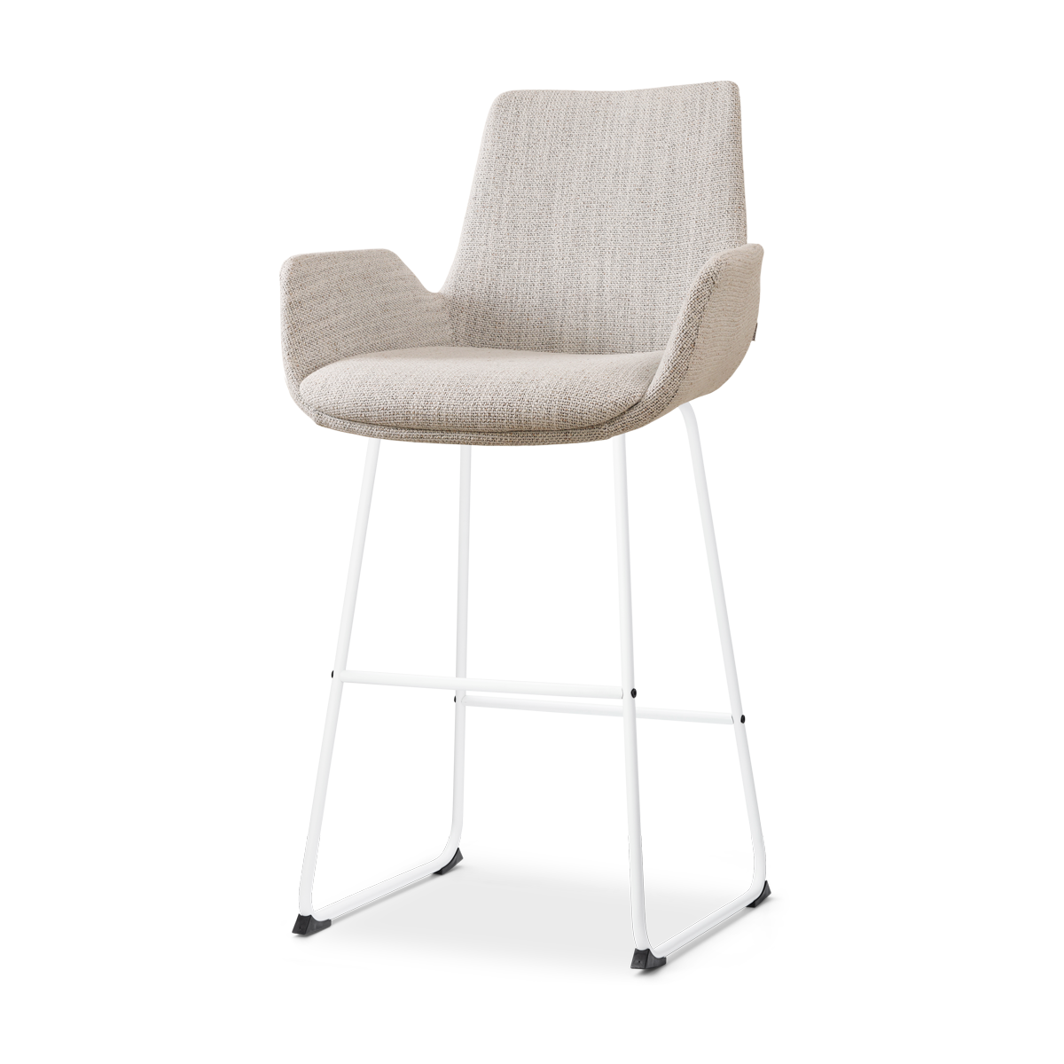 Nino-Eef barkruk beige gemêleerd - wit onderstel - 75 cm