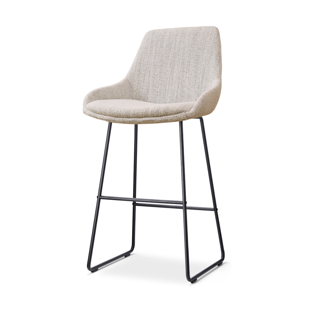 Nino-Isa barkruk beige gemêleerd - zwart onderstel - 75 cm