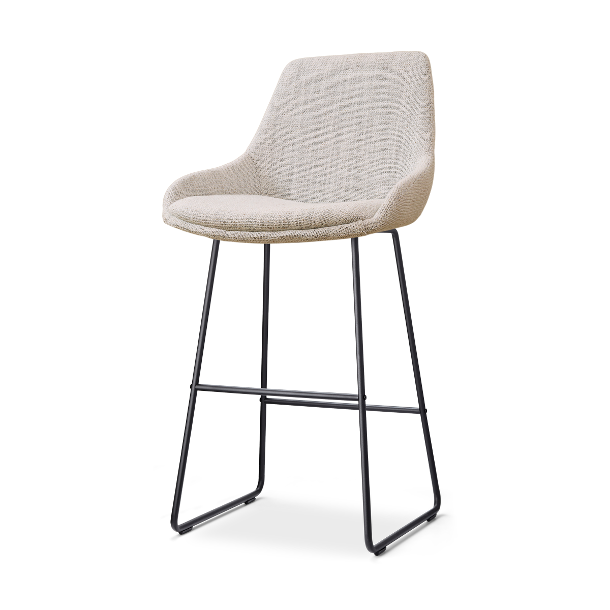 Nino-Isa barkruk beige gemêleerd - zwart onderstel - 75 cm