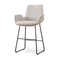 Nino-Eef barkruk beige gemêleerd - zwart onderstel - 65 cm