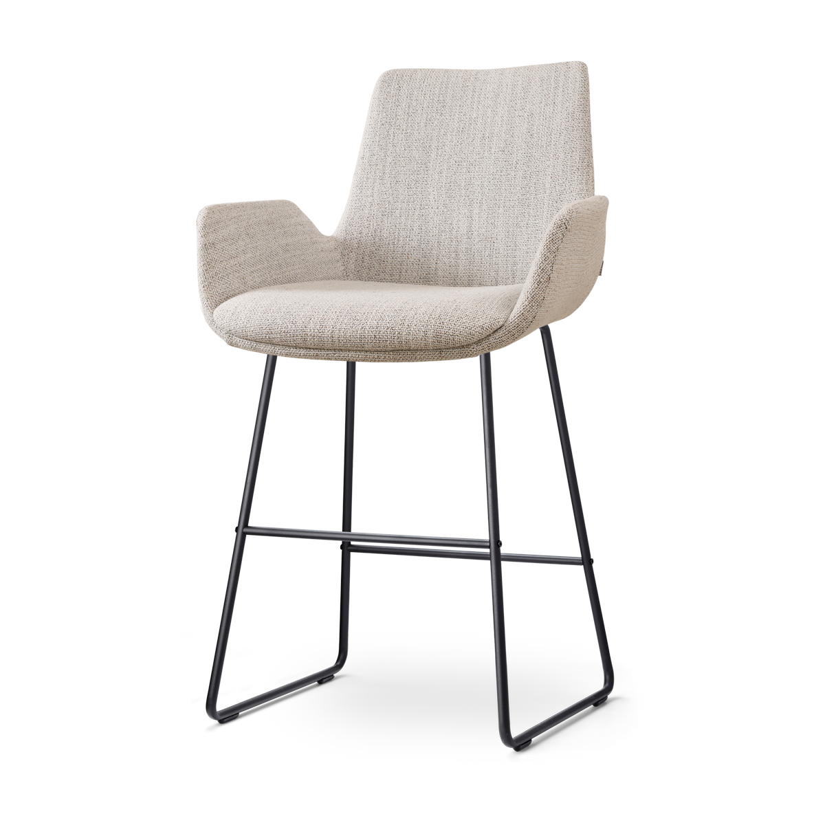 Nino-Eef barkruk beige gemêleerd - zwart onderstel - 65 cm