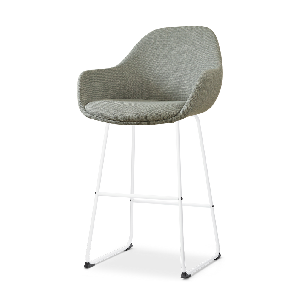Nino-Mae barkruk saliegroen - wit onderstel - 75 cm